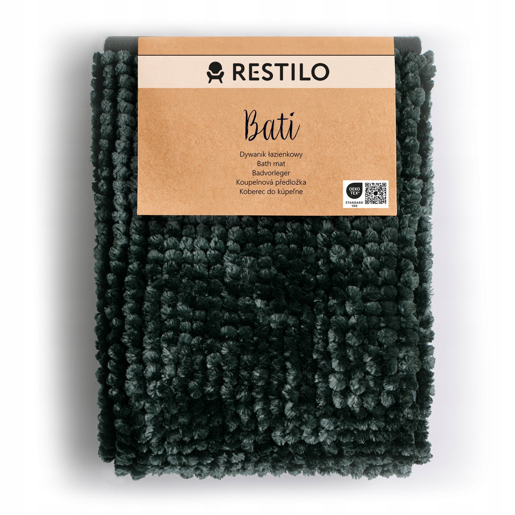 RESTILO Bathroom Rug Non-Slip Chenille Shaggy 70X120 Grey