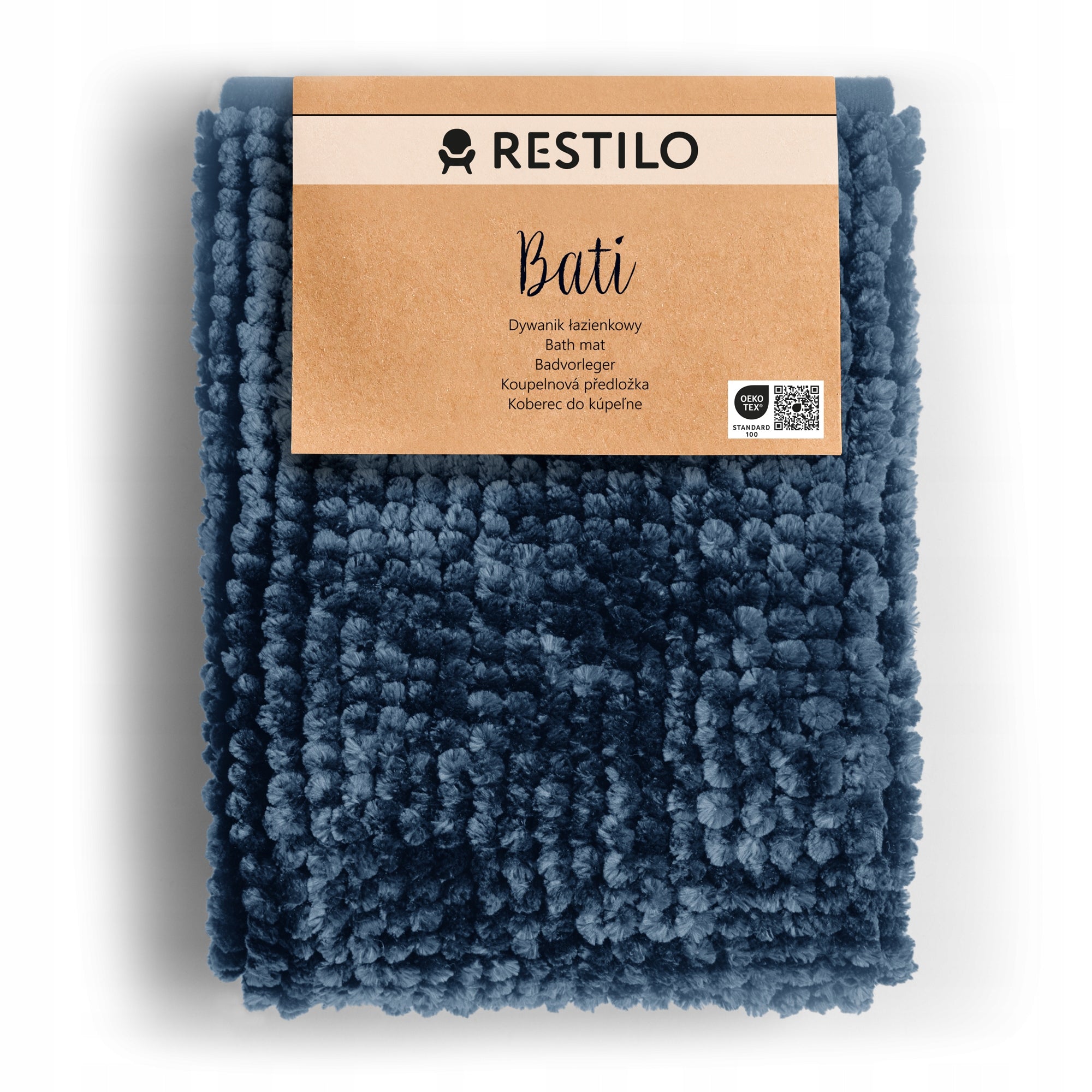 RESTILO Bathroom Rug Non-Slip Chenille Shaggy 70X120 Navy Blue