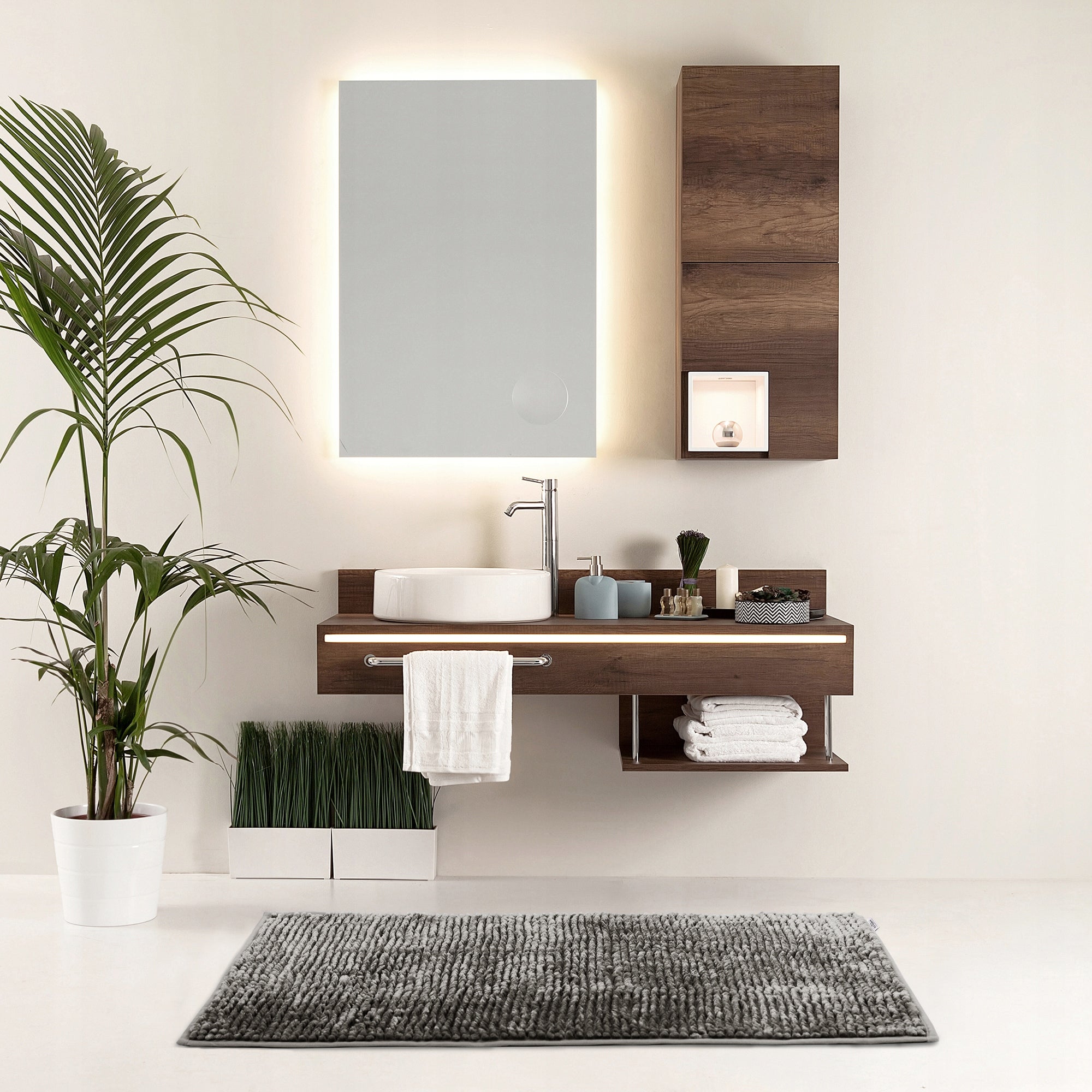 RESTILO Bathroom Rug Non-Slip Chenille Shaggy 70X120 Steel Product width 70 cm