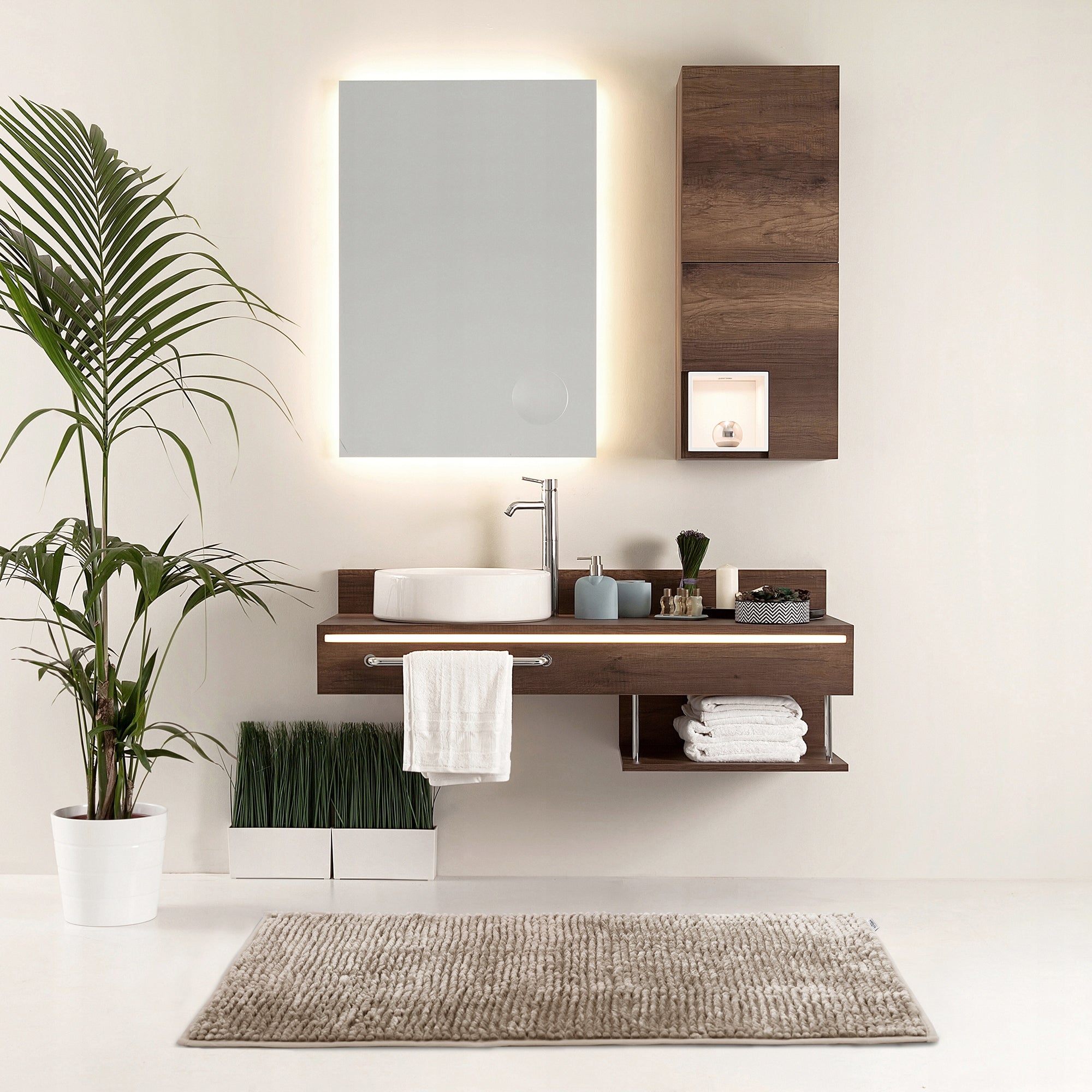 RESTILO Bathroom Rug Non-slip Set 50X80+40X55 Dark Beige Product width 50 cm
