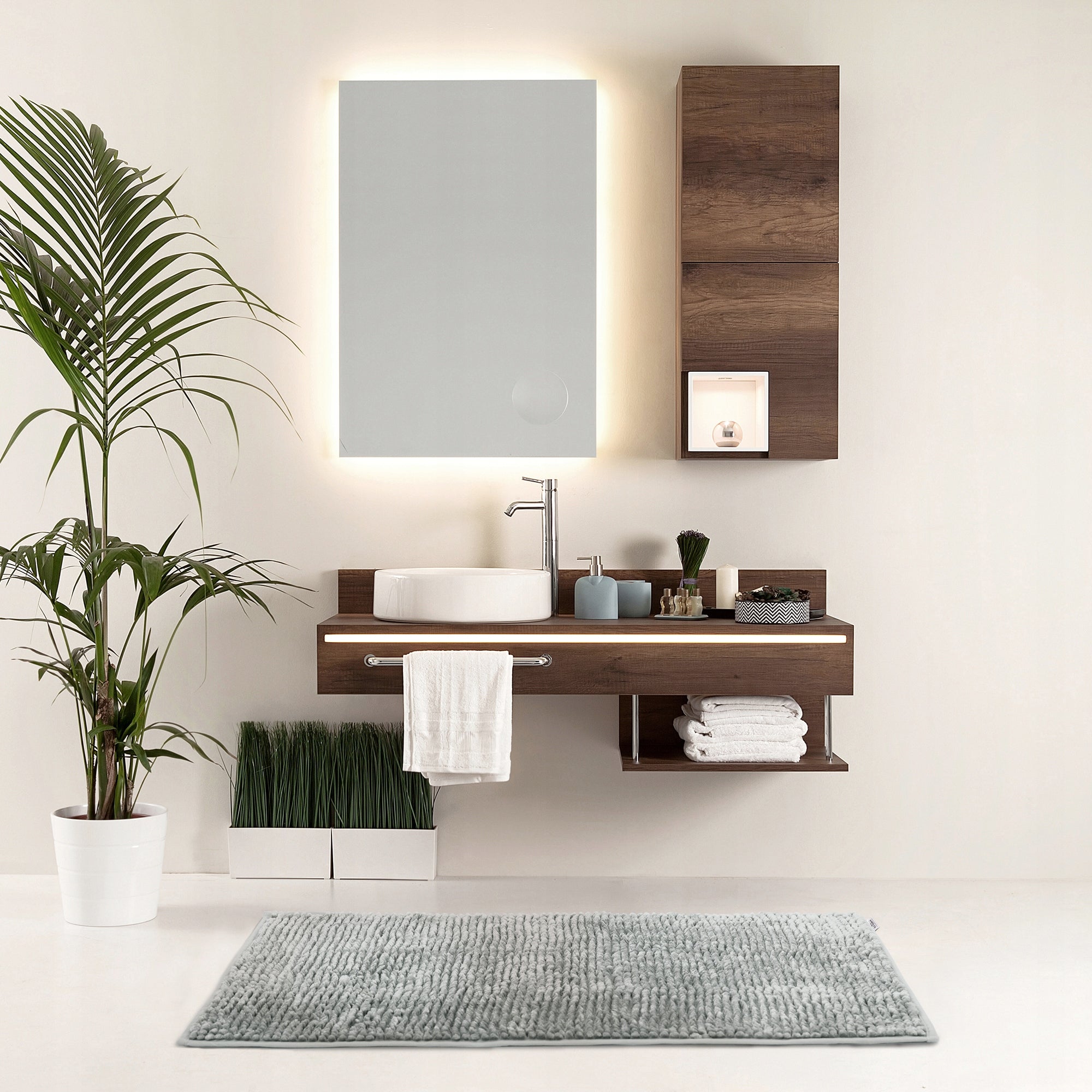RESTILO Bathroom Rugs Non-Slip Chenille Shaggy 60X90 Grey Brand Restilo
