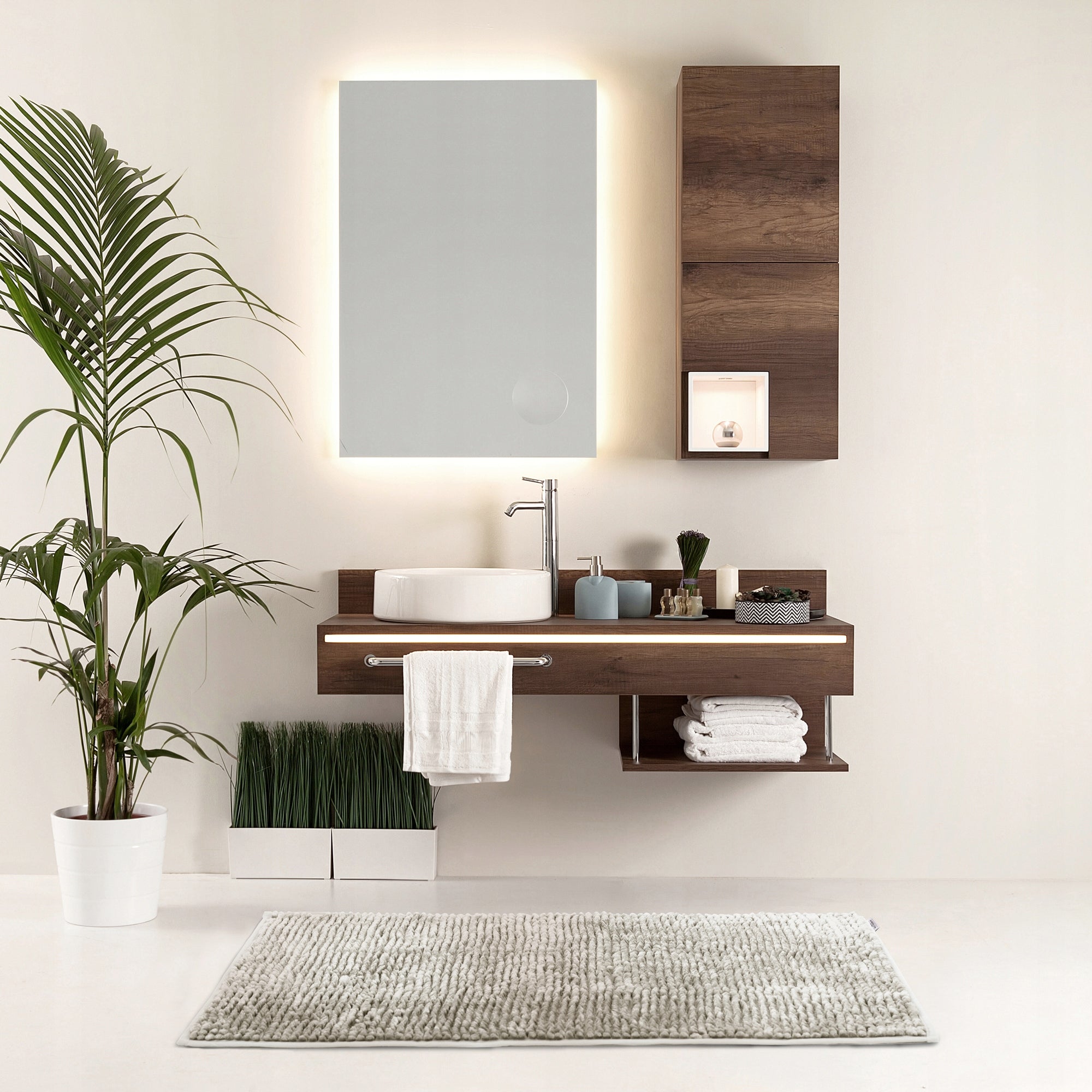 RESTILO Bathroom Rugs Non-slip shaggy set 50X80+40X50 Beige Product width 50 cm