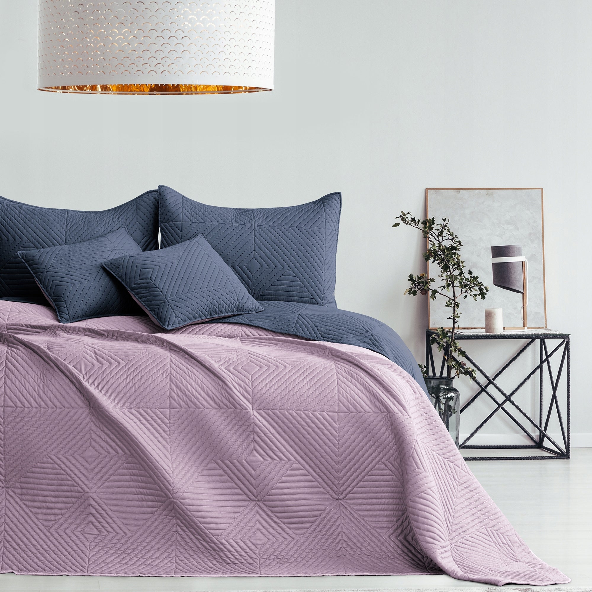 RESTILO Bedspread sofa bed quilted 200x220 Grey Lilac Packaging status original