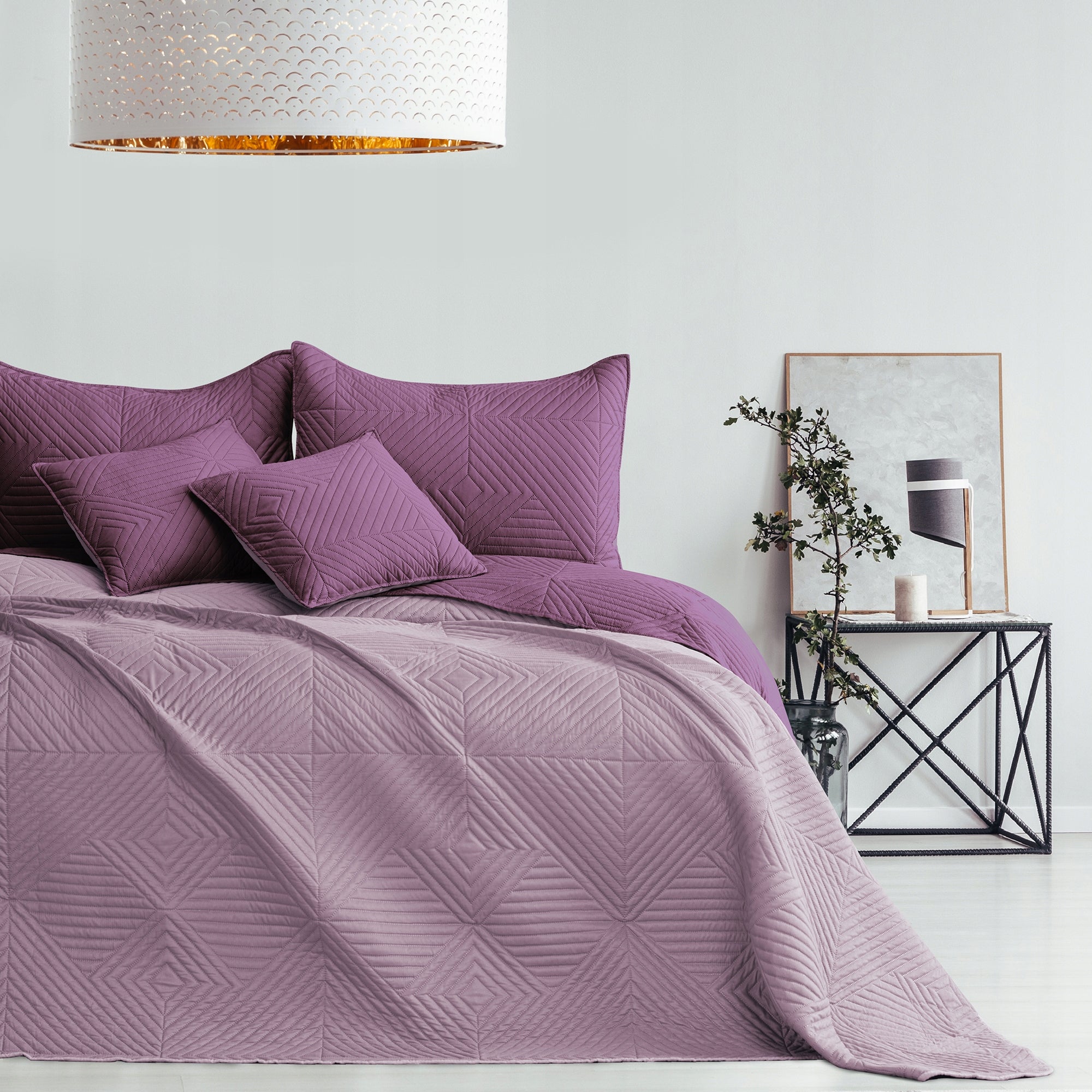 RESTILO Bedspread sofa bed quilted 200x220 Purple Rose Packaging status original