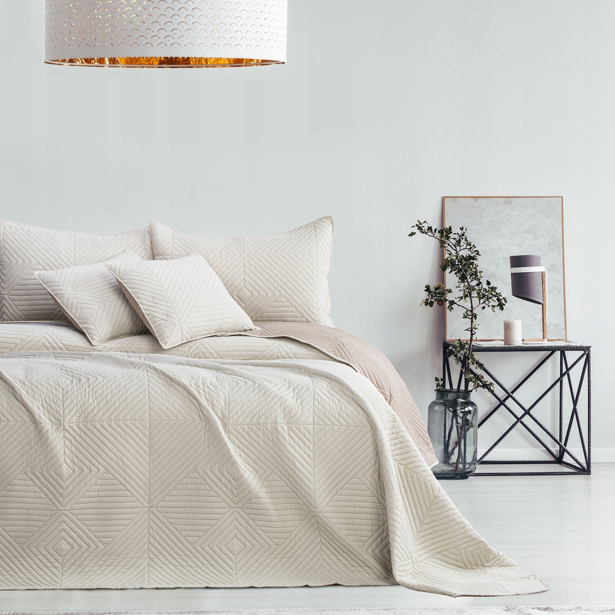 RESTILO Bedspread sofa bed quilted 260x280 Beige Cappuccin Brand Restilo