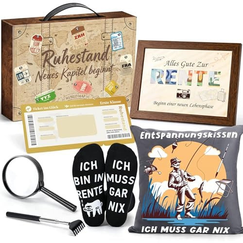 RETIREMENT GIFT SET FOR RETIREES IN TRAVEL CASE 7 PCS. Color gold