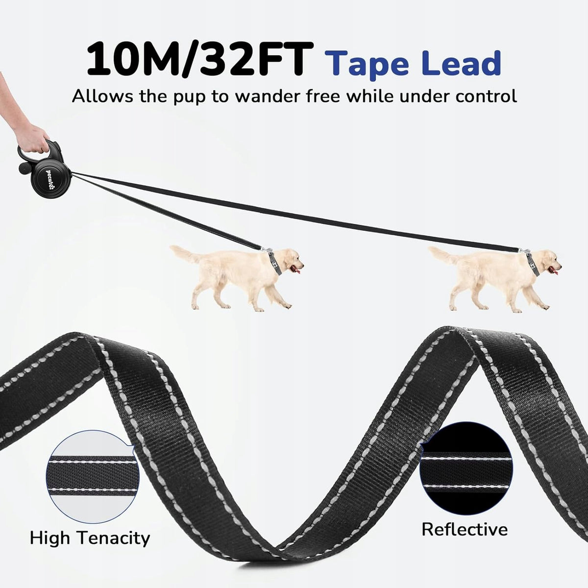 RETRACTABLE DOG LEASH 9,8M REFLECTIVE ONE-BUTTON CONTROL Manufacturer code SMYCZ PSIA WYSUWANA 9,8M ODBLASKOWA KONT