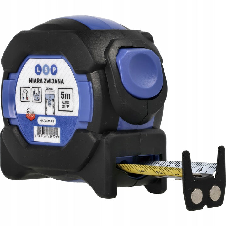 RETRACTABLE MEASURE 5M 25MM METER DOUBLE-SIDED HITCHHIKING WITH STEEL MAGNET Packaging status original