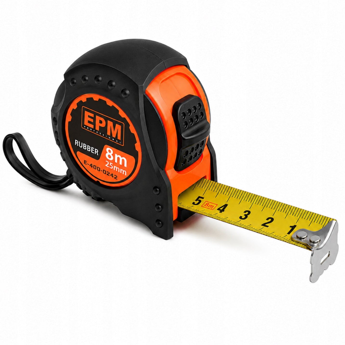 RETRACTABLE MEASURE RUBBER 8M*25MM HITCH STOP FUNCTION E-400-0242 EPM