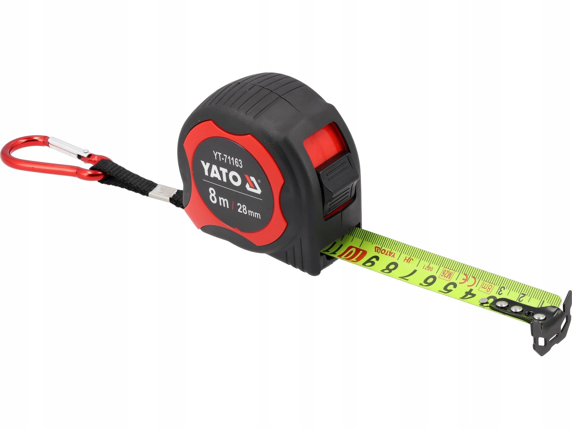 RETRACTABLE MEASURE YATO 8 m x 28 mm STEEL ABS TAPE CLASS II MEASURING CUP WITH LOCK Packaging status original