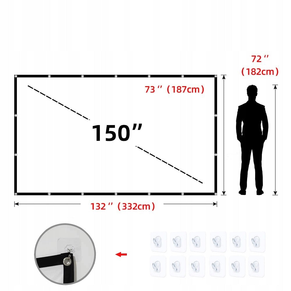 RETRACTABLE PROJECTION SCREEN 150 INCH 16:9 FOR PROJECTOR PORTABLE Packaging status original