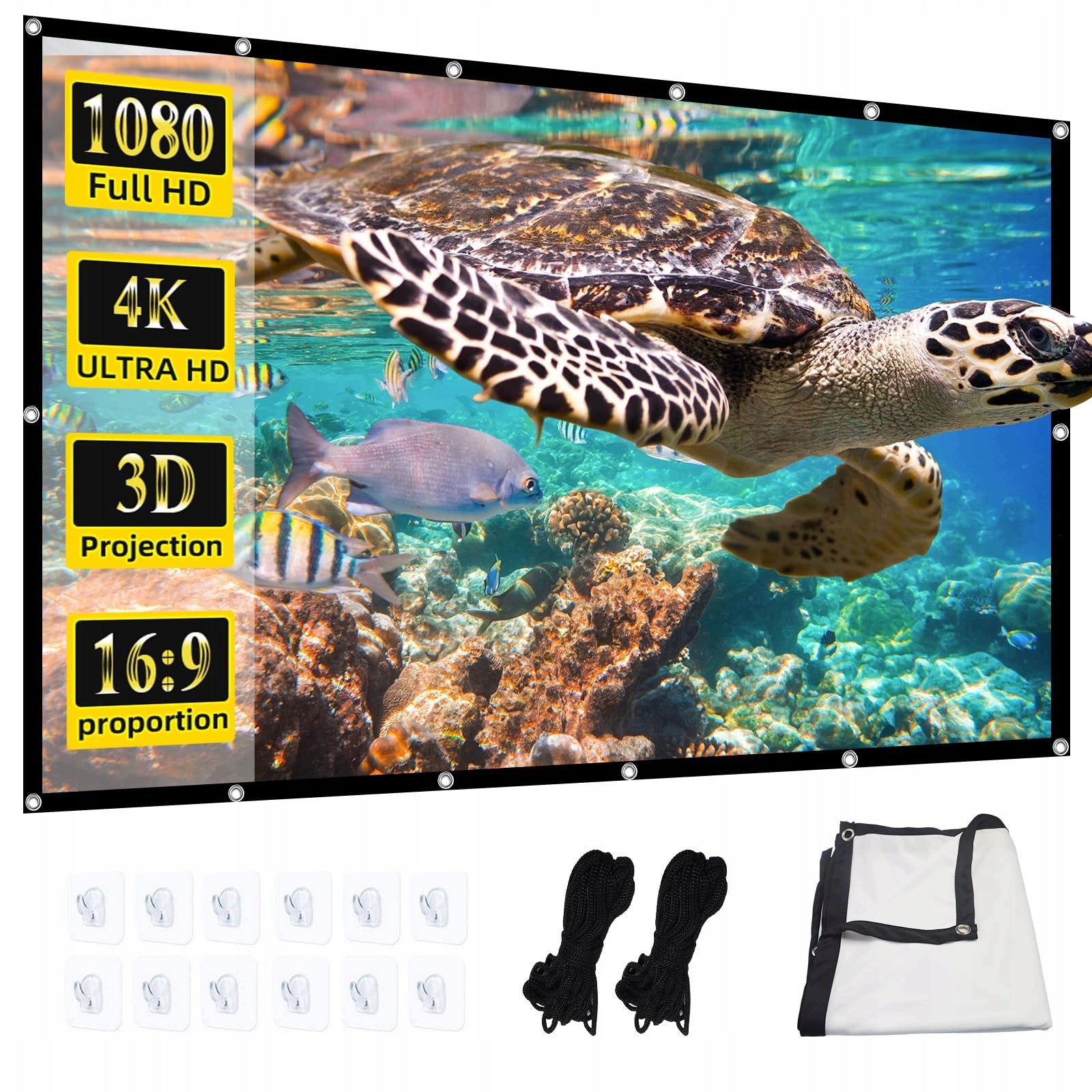 RETRACTABLE PROJECTION SCREEN 150 INCH 16:9 FOR PROJECTOR PORTABLE