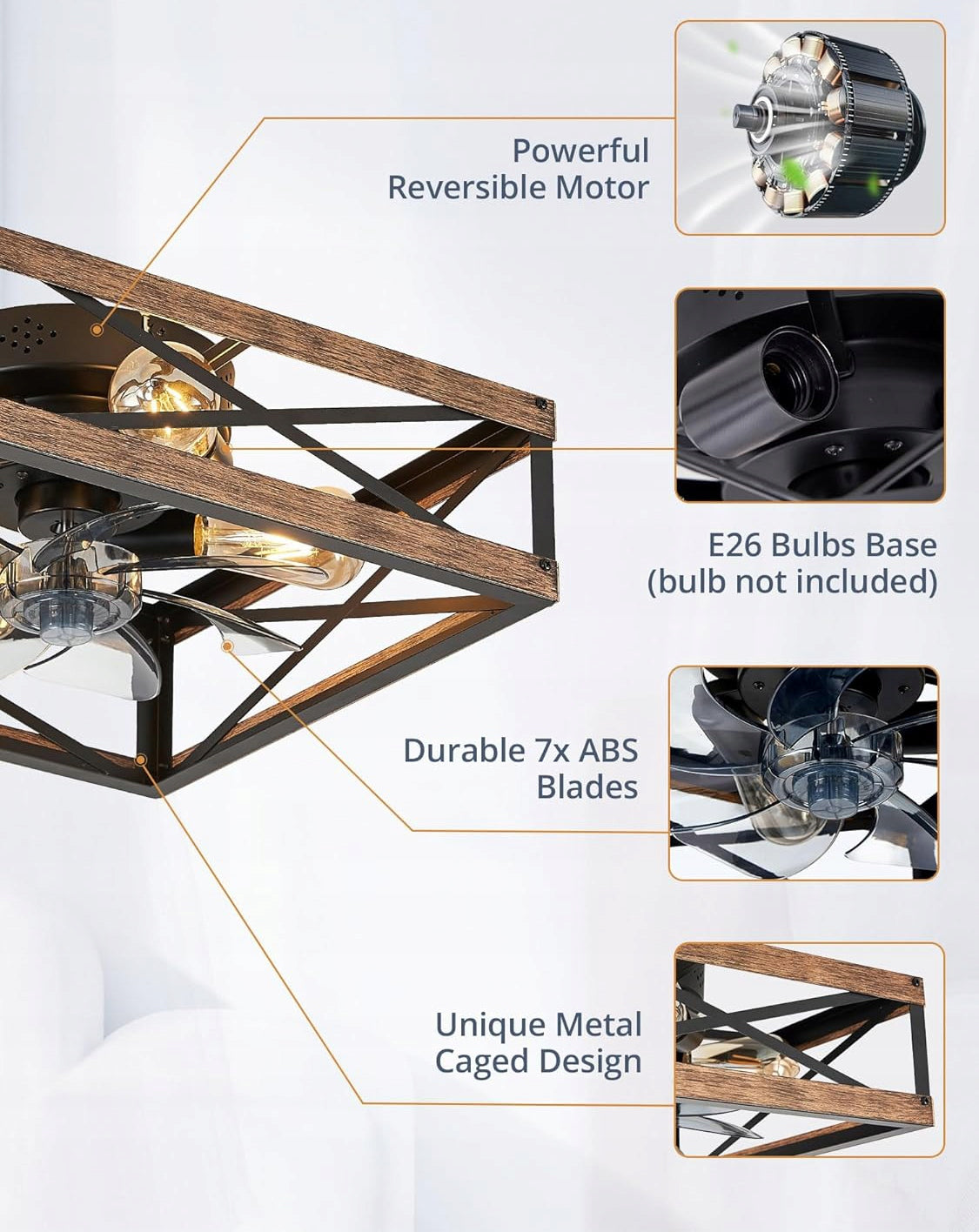 RETRO CEILING FAN CEILING LAMP 6 SPEED 40CM WITH TIMER + REMOTE CONTROL Brand no brand