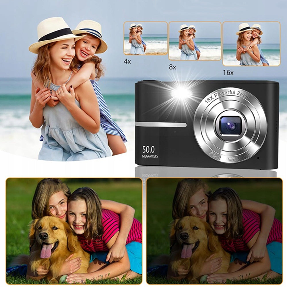 RETRO DIGITAL CAMERA COMPACT 50MP 1080P WITH MEMORY CARD Resolution 50 Mpx