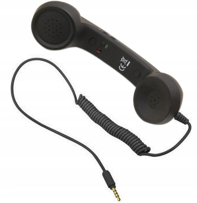 RETRO EARPHONE FOR SMARTPHONE PHONE CALLS JACK AUX BLACK 3.5MM CABLE Manufacturer code 00051D1