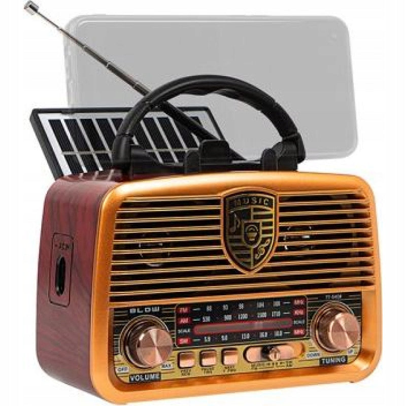 RETRO KITCHEN RADIO CLASSIC AM FM SW BLUETOOTH SD TF AUX SOLAR Brand Golon