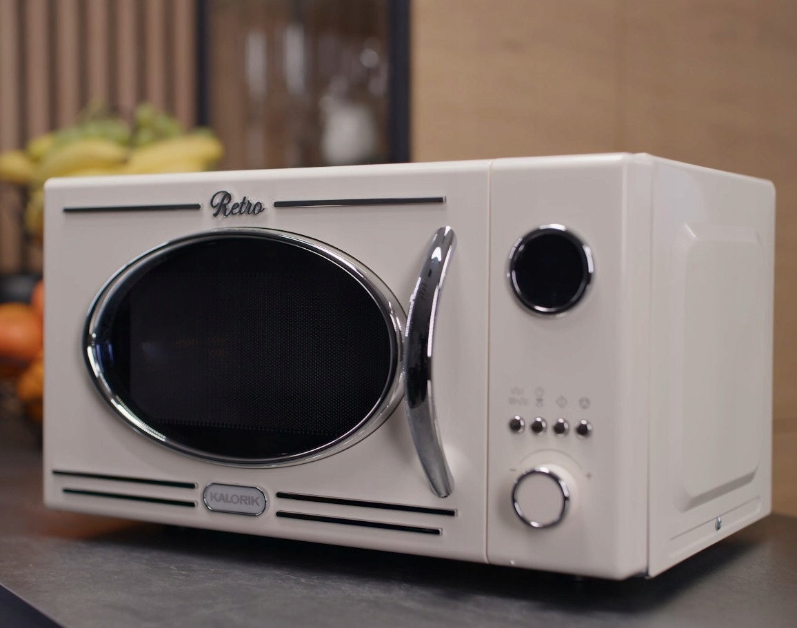 RETRO MICROWAVE OVEN WITH GRILL 20L 800W LED STYLISH CREAM Brand Kalorik