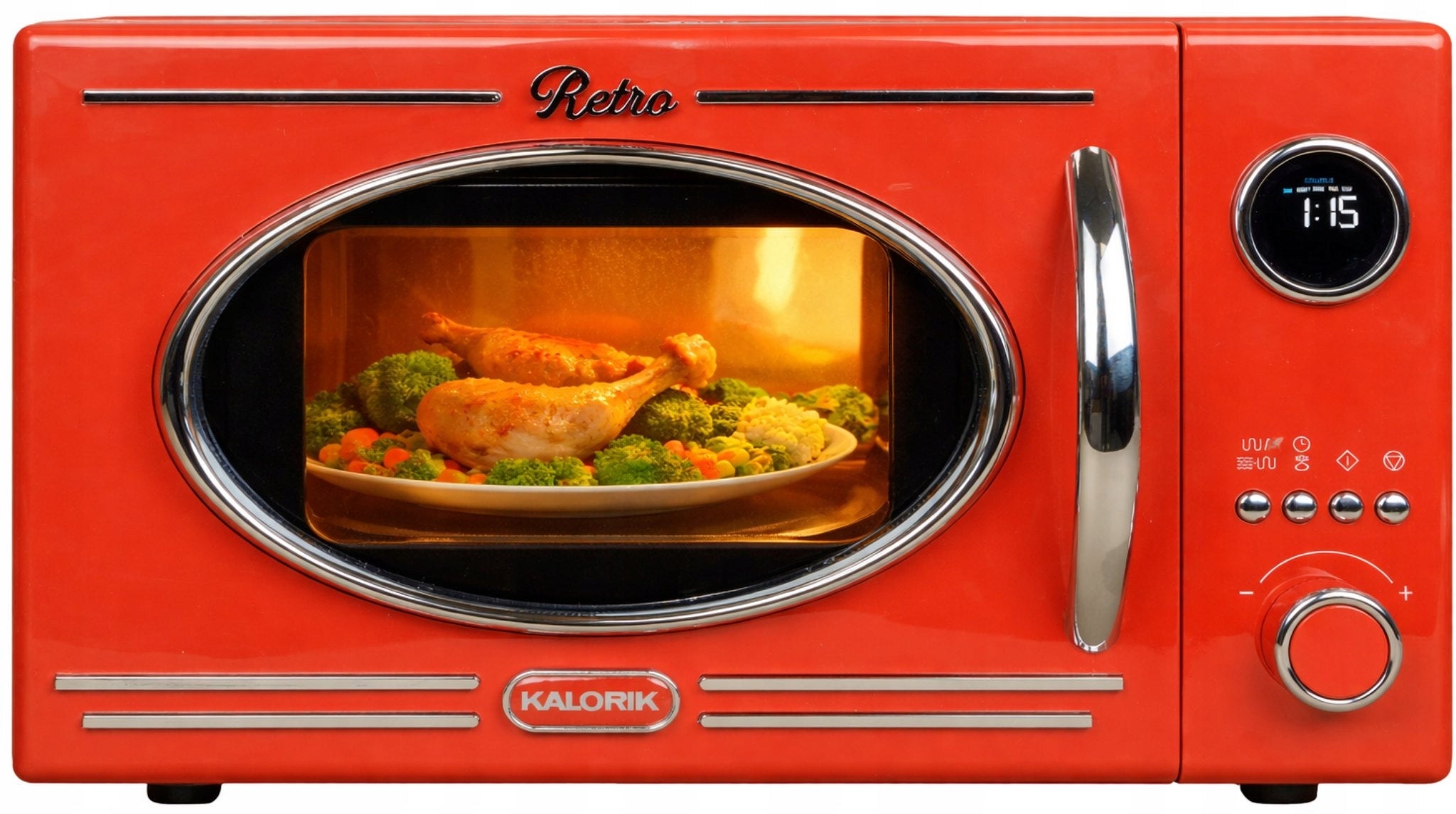 RETRO MICROWAVE OVEN WITH GRILL 20L 800W LED STYLISH RED