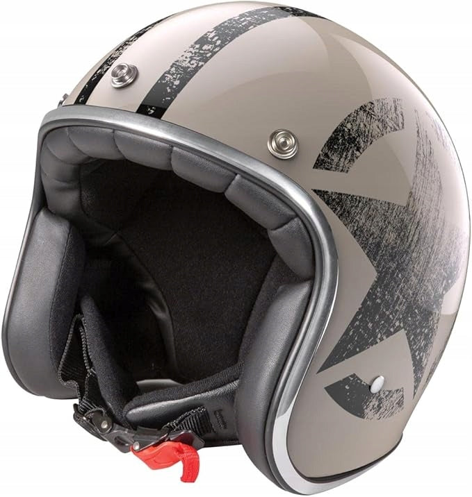 RETRO MOTORCYCLE HELMET OPEN STORMER / STAR OFF-WHITE PEARLY SIZE M