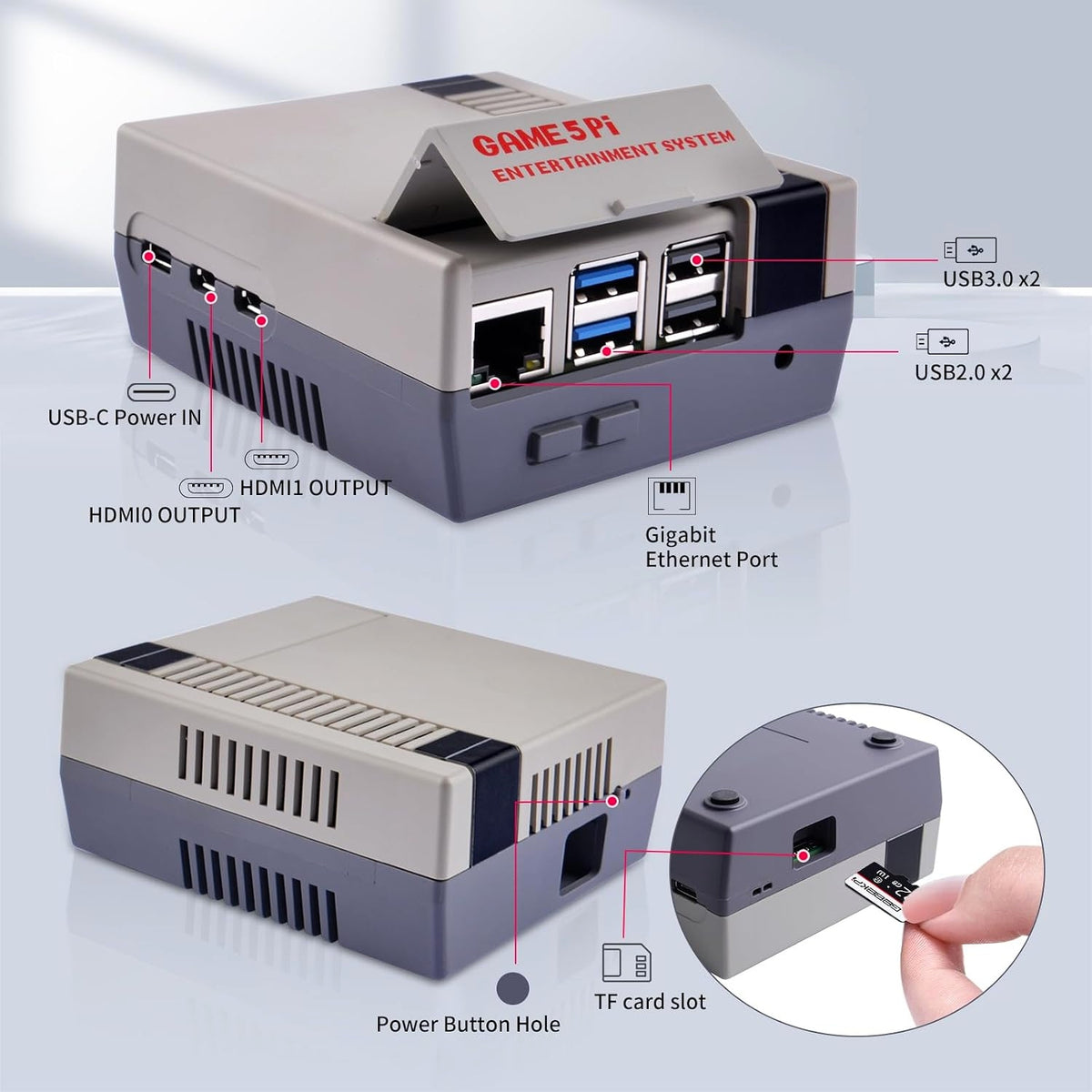 RETRO NES CASE FOR RASPBERRY PI 5 WITH ARMOR LITE V5 COOLING Manufacturer code 5908040999535