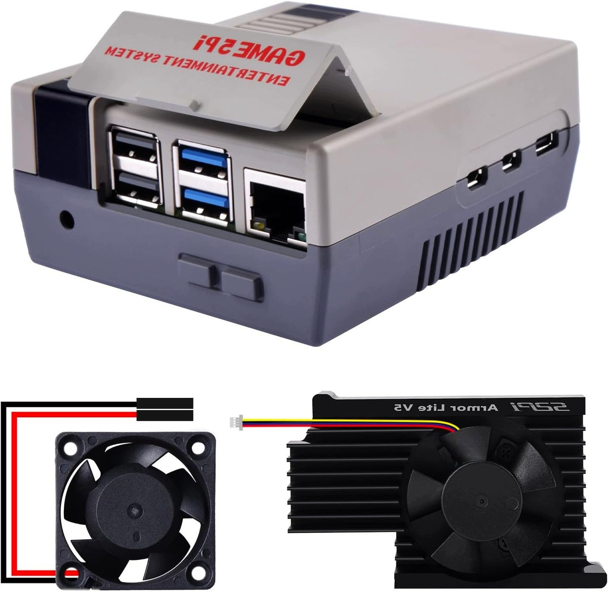 RETRO NES CASE FOR RASPBERRY PI 5 WITH ARMOR LITE V5 COOLING