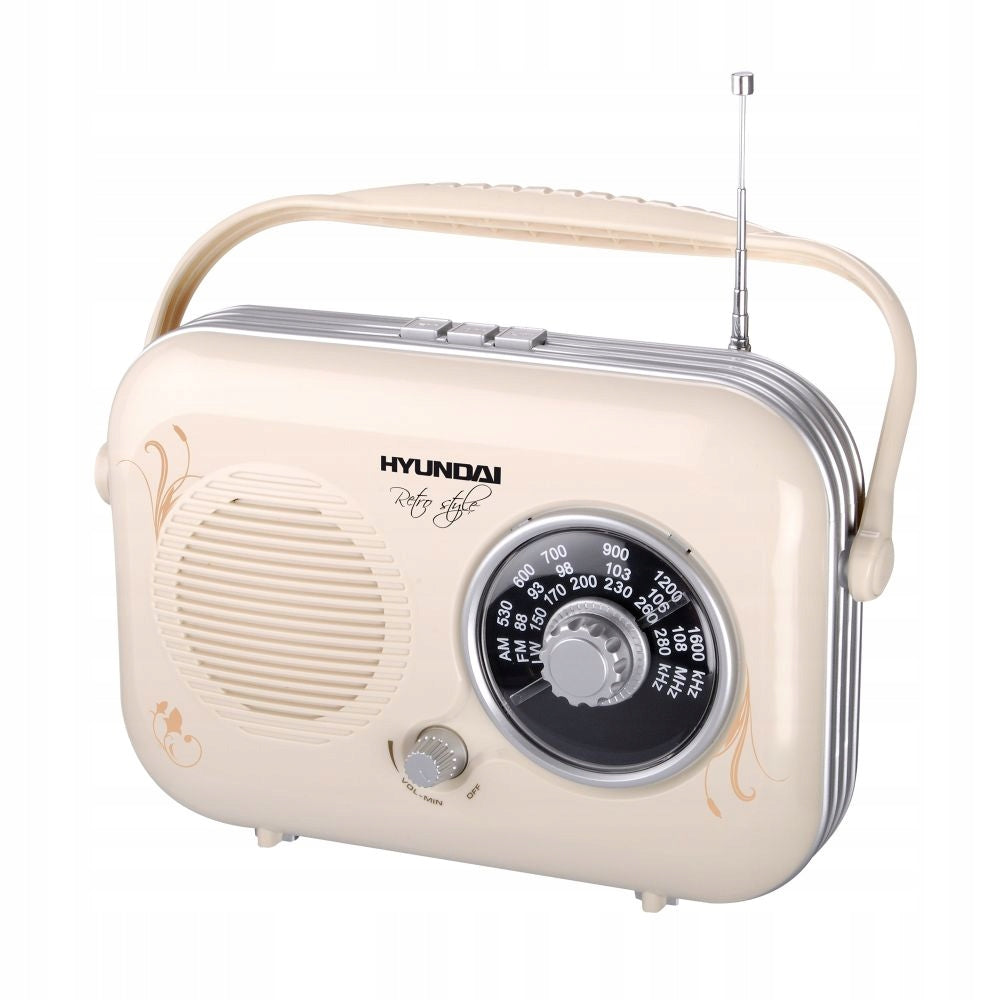 RETRO RADIO PORTABLE BATTERIES AND NETWORK HYUNDAI 100 CREAM BEIGE KITCHEN RADIO