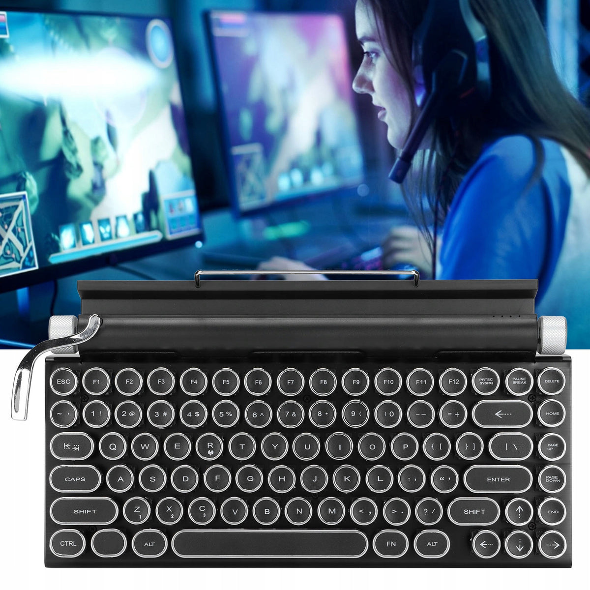 RETRO TYPING KEYBOARD PORTABLE BLUETOOTH BLACK Packaging status original