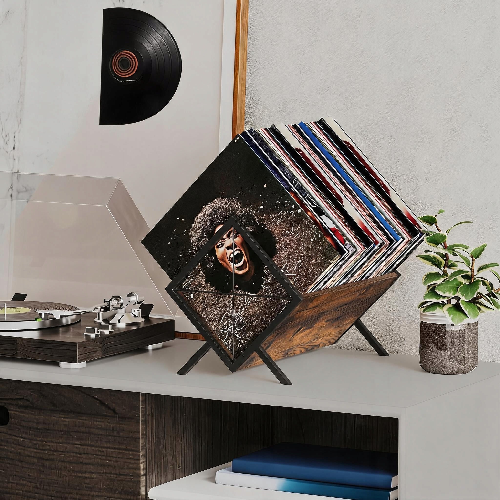 RETRO VINYL STAND WITH ADJUSTABLE PLATE COMPARTMENT 30*30*40CM Brand no brand