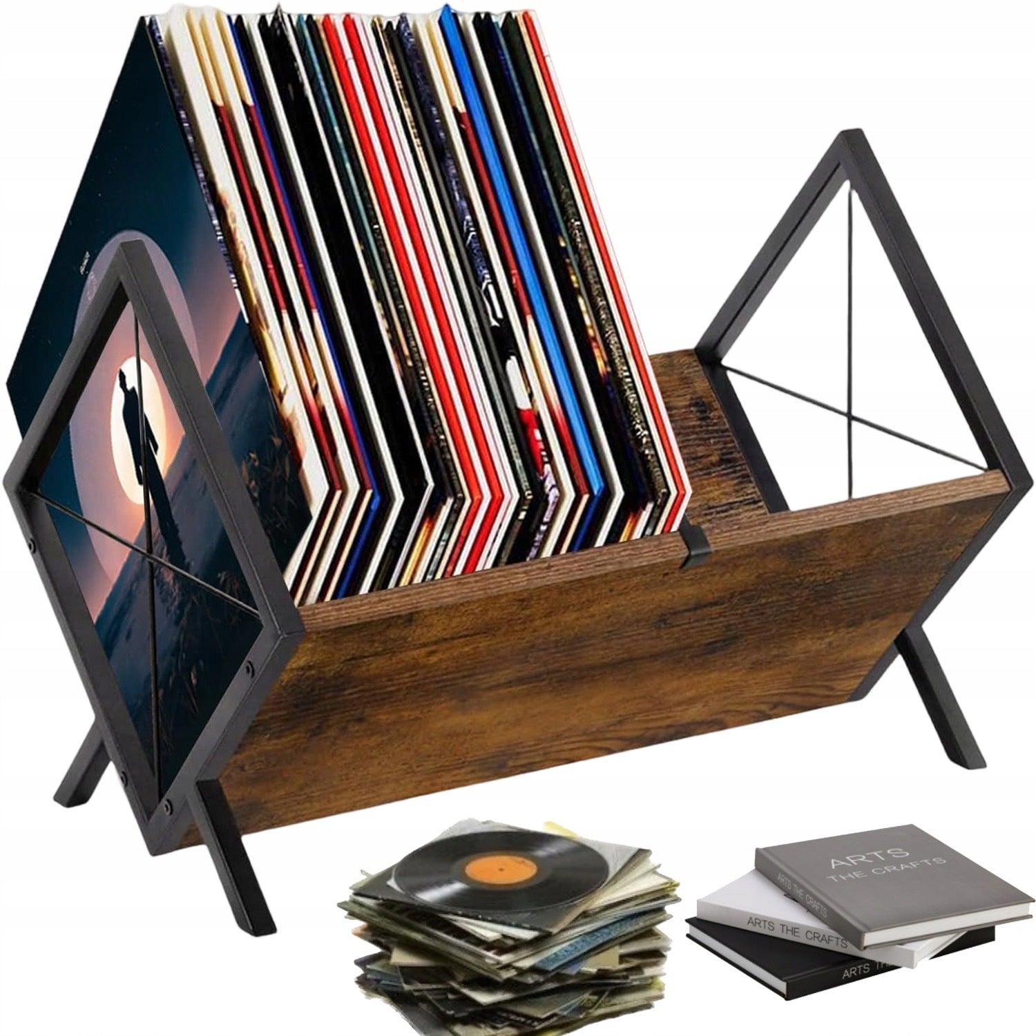 RETRO VINYL STAND WITH ADJUSTABLE PLATE COMPARTMENT 30*30*40CM