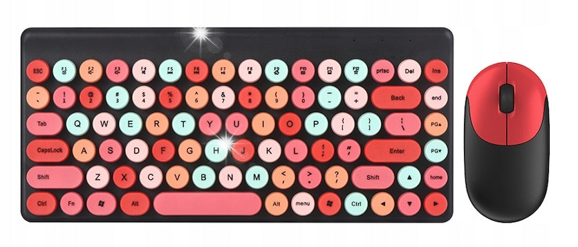 RETRO WIRELESS KEYBOARD + WIRELESS MOUSE BLACK