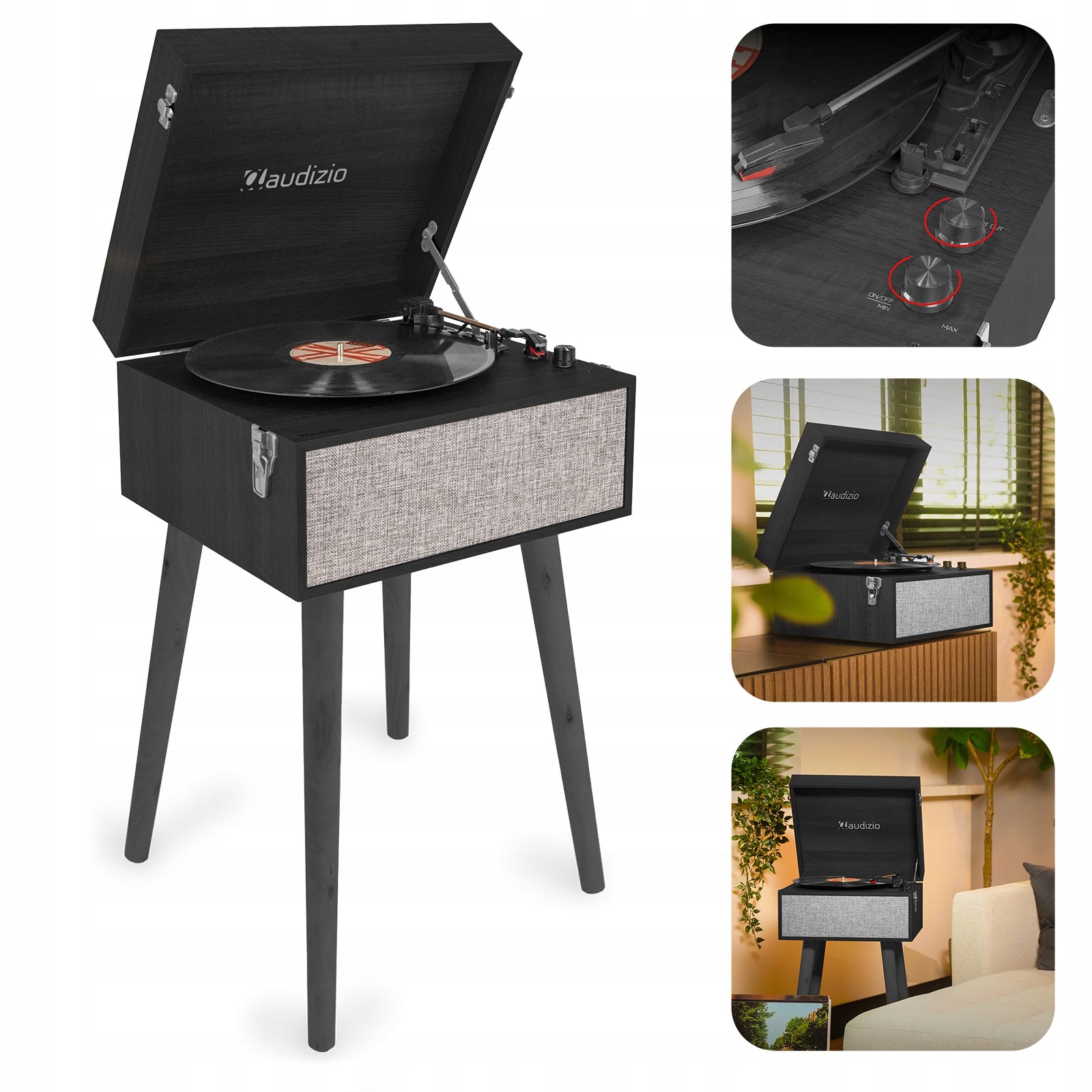 RETRO standing turntable with removable legs Audizio Fremont BT black