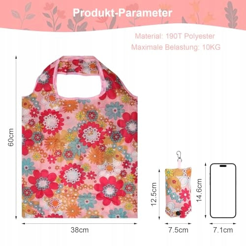 REUSABLE FOLDING SHOPPING BAGS ECO 6 PCS FOR HOME Manufacturer code Bez marki