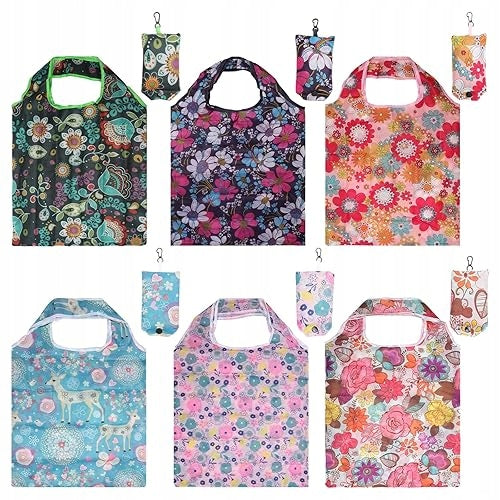 REUSABLE FOLDING SHOPPING BAGS ECO 6 PCS FOR HOME