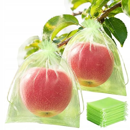 REUSABLE FRUIT BAGS ORGANZA GREEN 50 PCS 15X20 CM