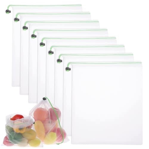 REUSABLE FRUIT MESH BAGS TRANSPARENT VEGETABLES 8 PCS Brand no brand