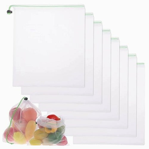 REUSABLE FRUIT VEGETABLE MESH BAGS SET OF 8