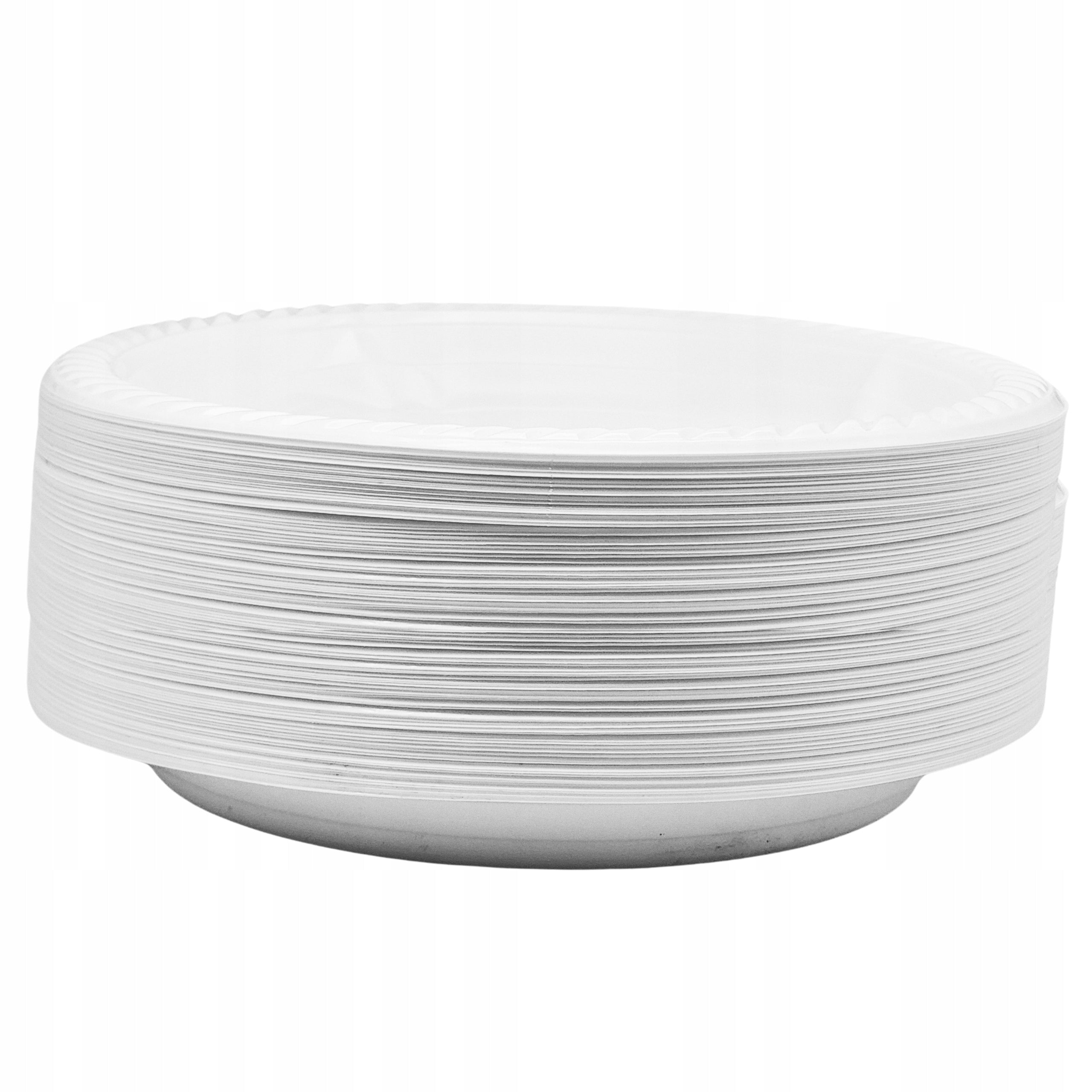 REUSABLE PLASTIC PLATES 22 cm Plate White REUSABLE Set of 100pcs Packaging status original