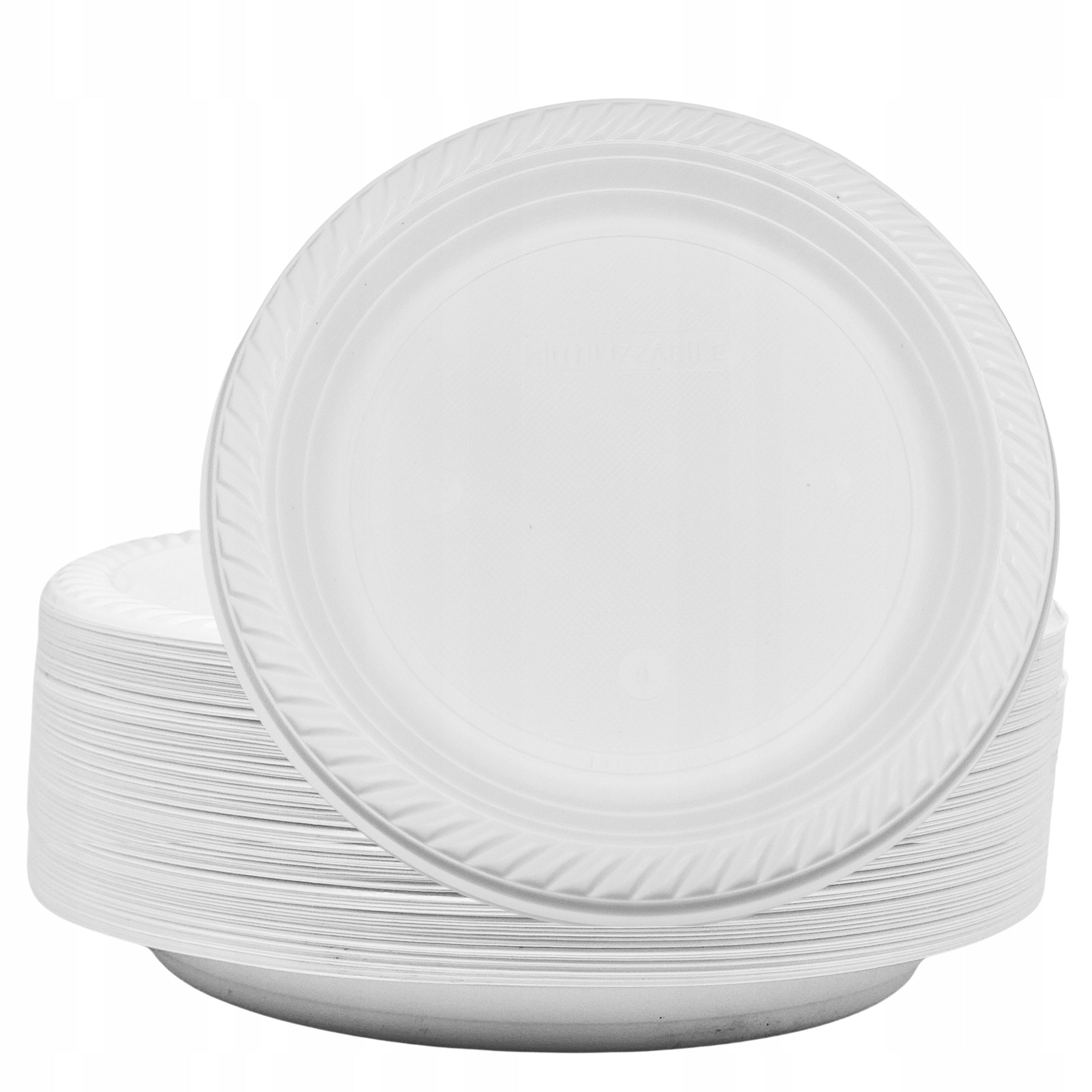 REUSABLE PLASTIC PLATES 22 cm Plate White REUSABLE Set of 100pcs