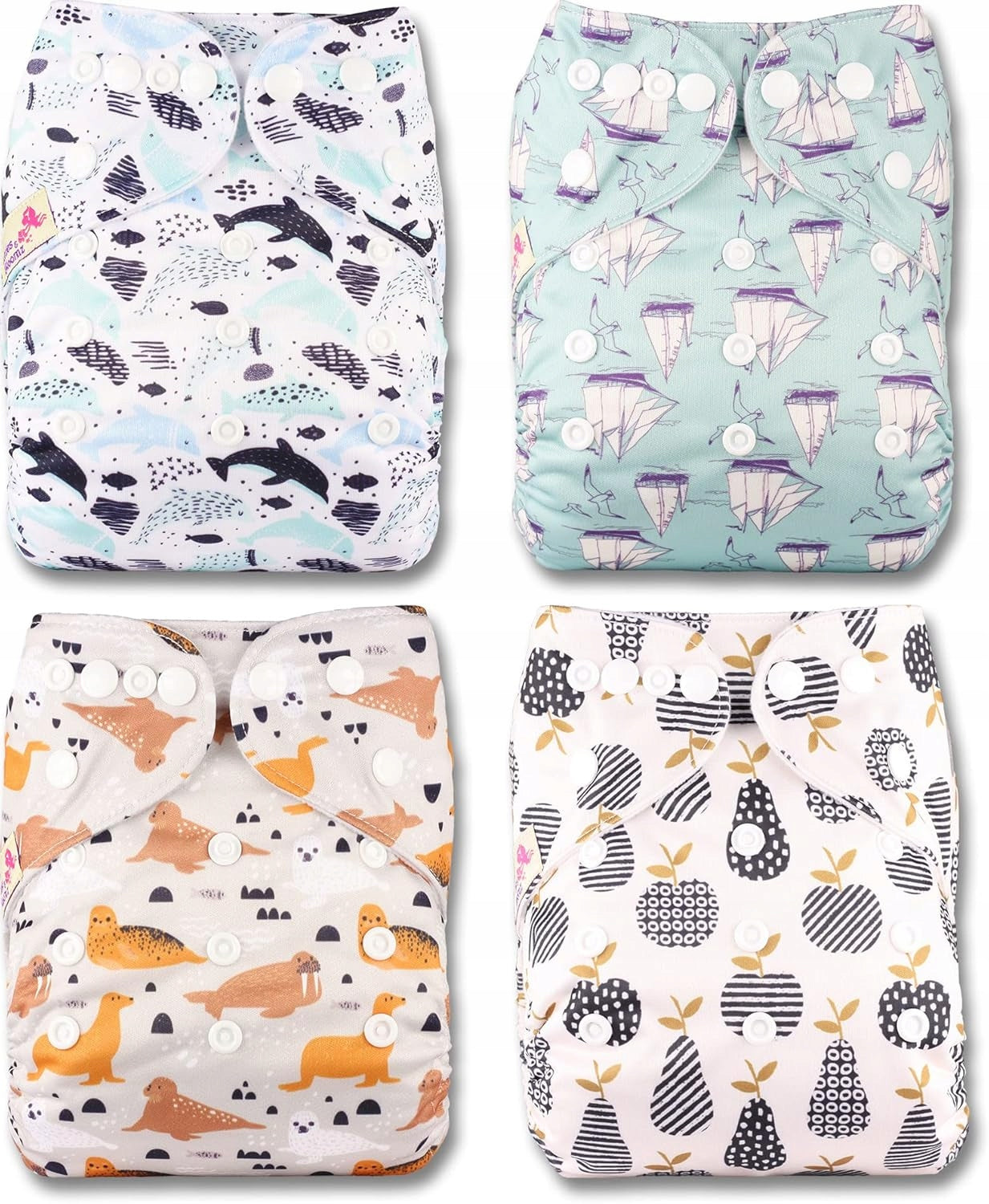 REUSABLE POCKET DIAPERS 4PCS ADJUSTABLE Packaging status original
