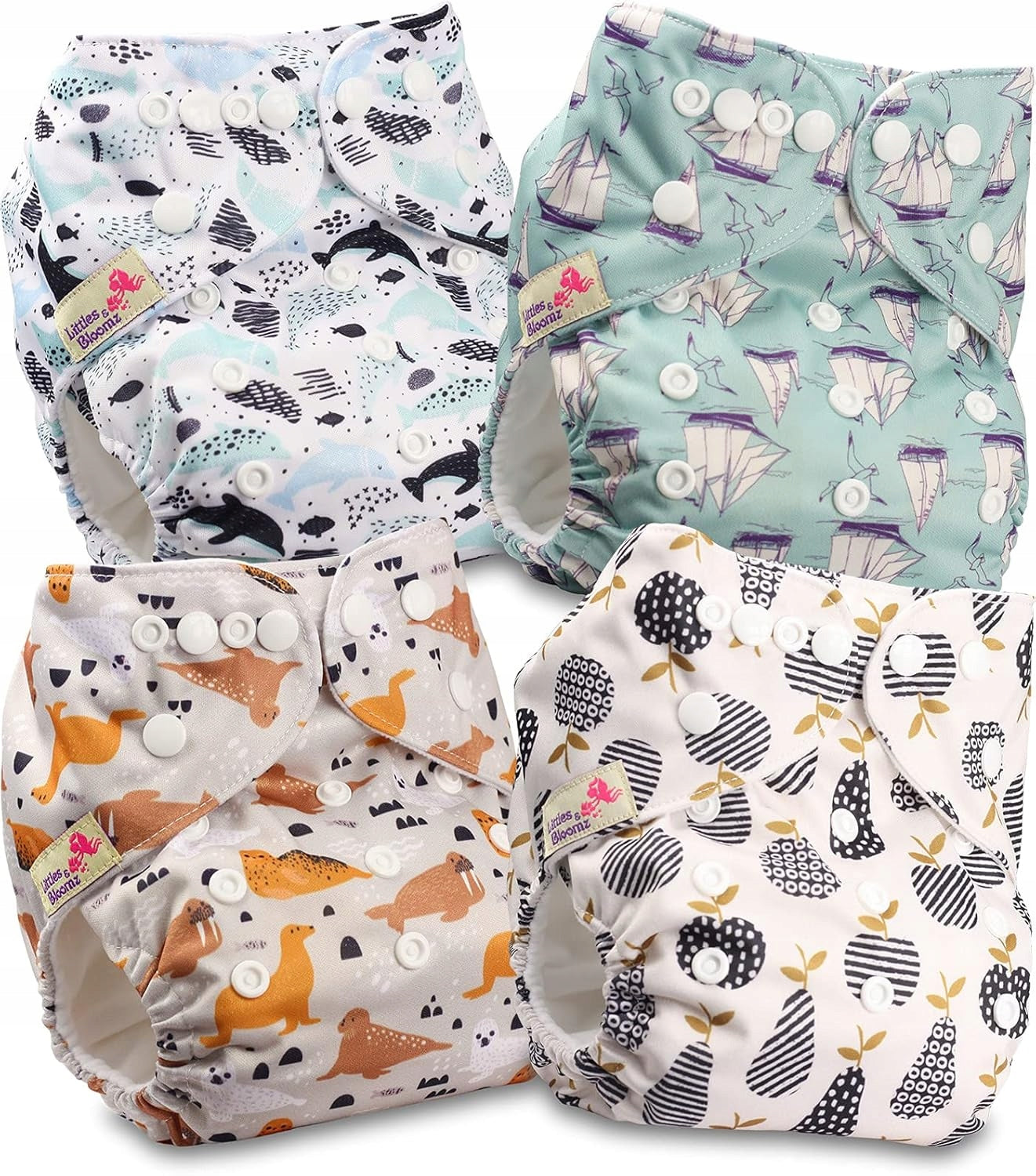 REUSABLE POCKET DIAPERS 4PCS ADJUSTABLE
