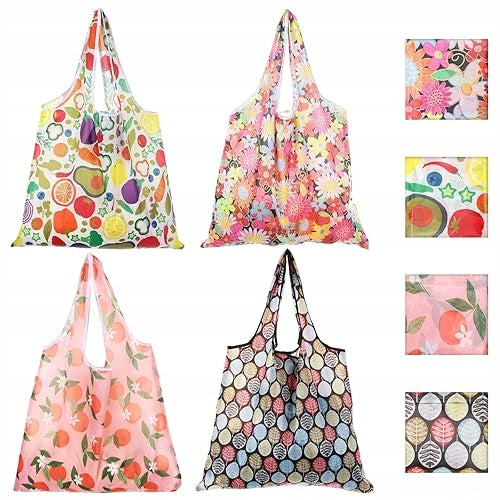 REUSABLE SHOPPING BAGS FOLDING WATERPROOF 45X40 CM 4 PIECES