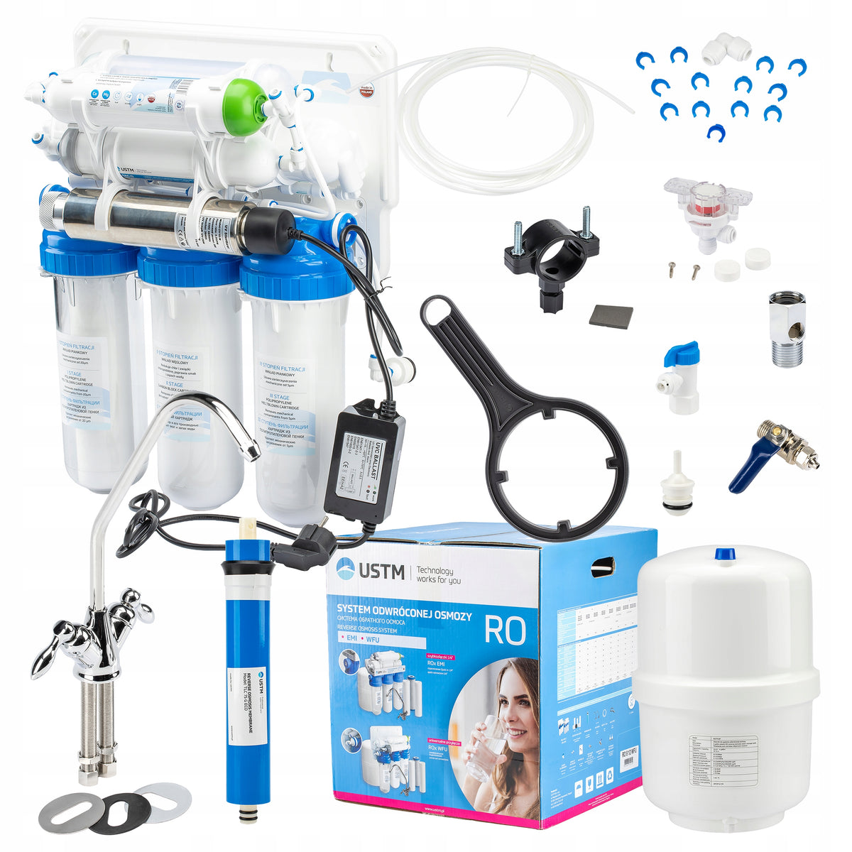 REVERSE OSMOSIS RO8 WFU WITH UV LAMP DRINKING WATER FILTRATION SYSTEM FOR KITCHEN