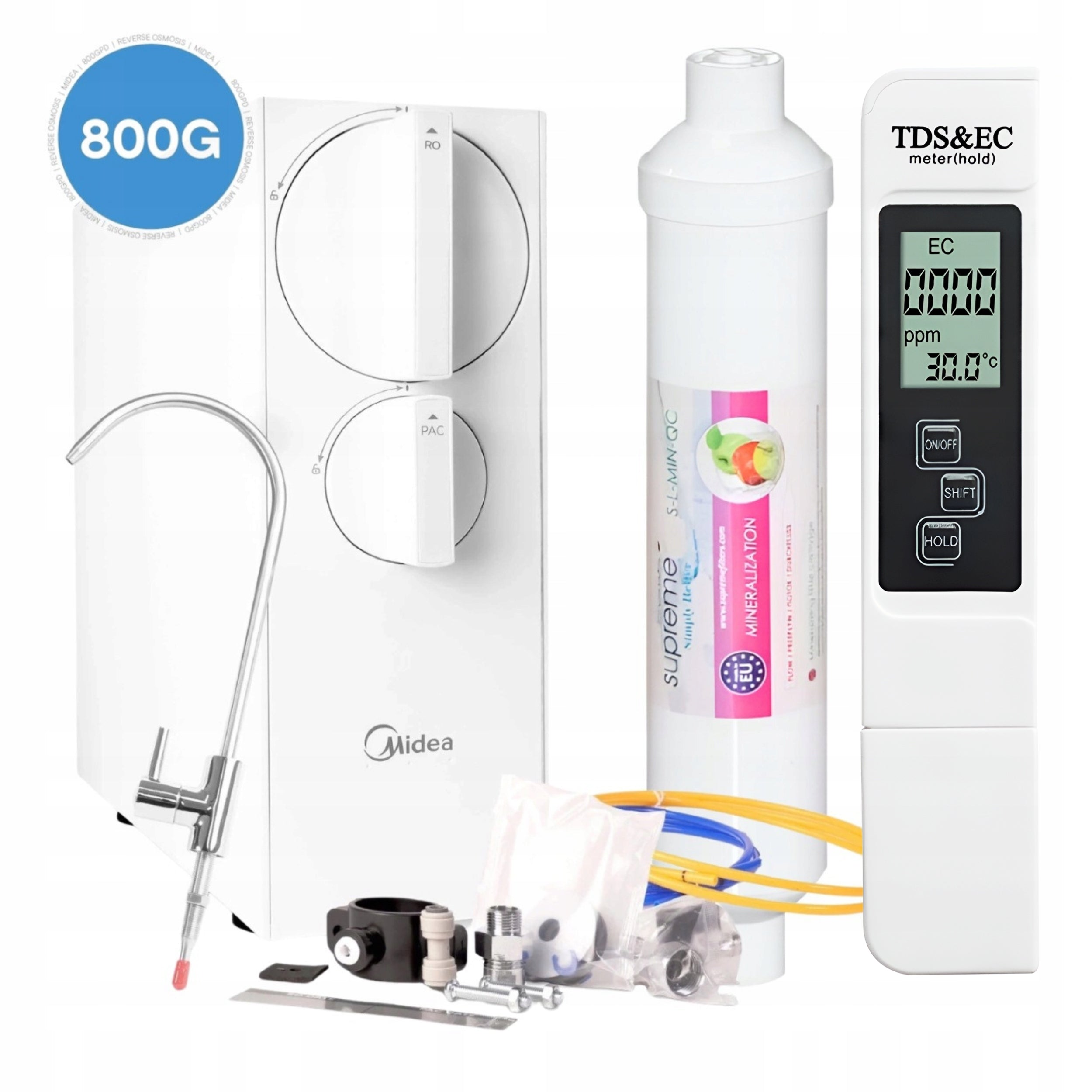 REVERSE OSMOSIS WATER FILTER MIDEA 800GPD MINERALIZER SUPREME METER TDS Manufacturer code MRO2489C-800G