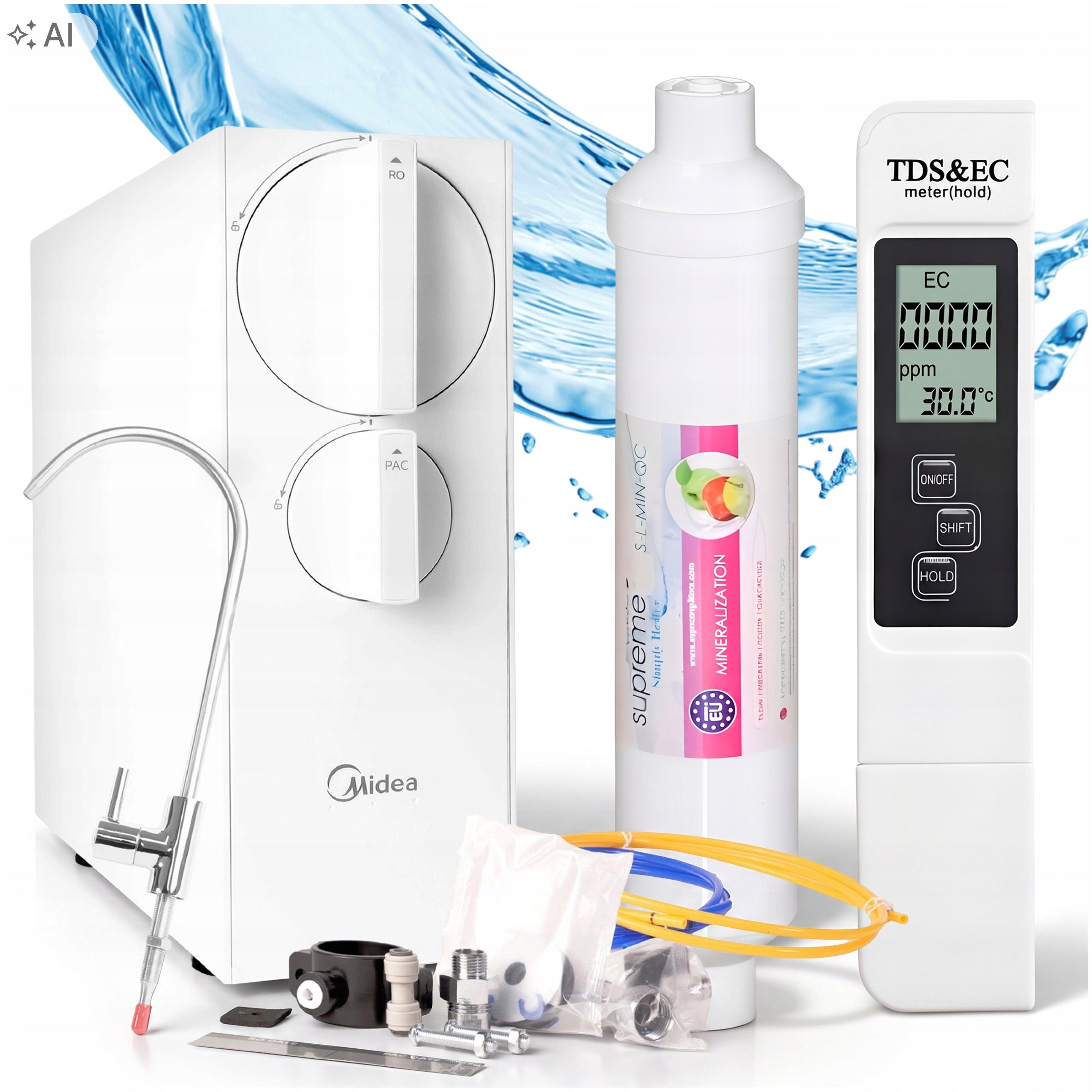 REVERSE OSMOSIS WATER FILTER MIDEA 800GPD MINERALIZER SUPREME METER TDS