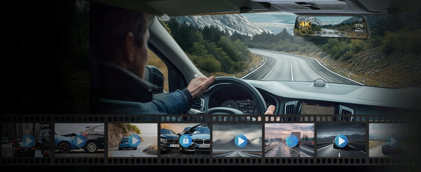 REVERSING CAMERA MIRROR DRIVING RECORDER 10” VIDEO RECORDER 1080P WIFI