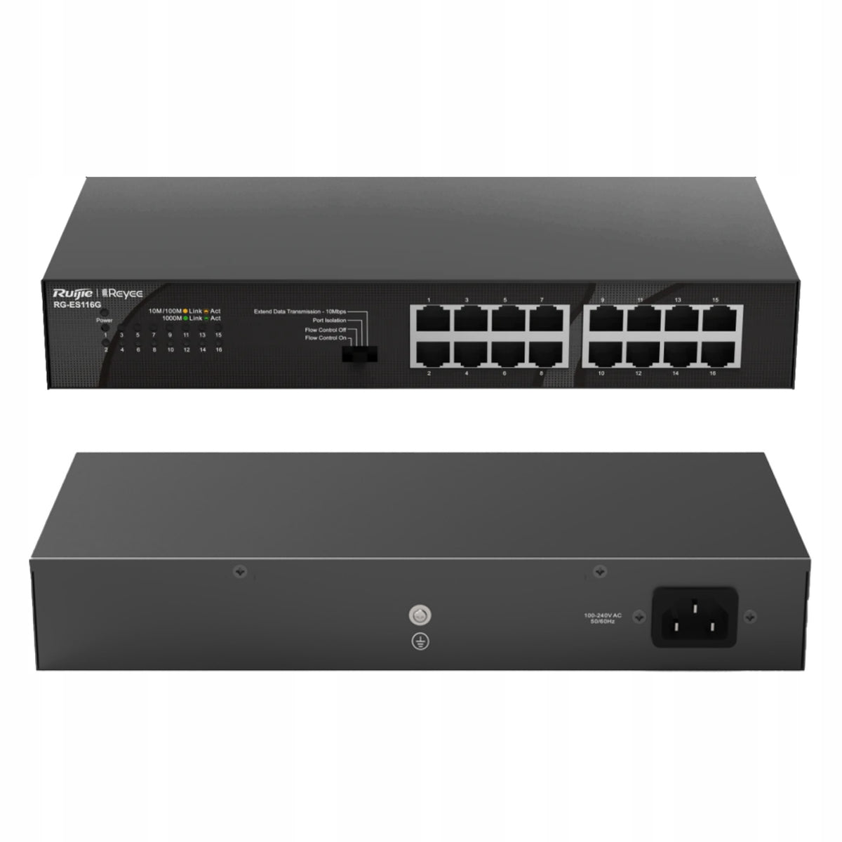 REYEE RG-ES116G UNMANAGED SWITCH,16PORT, RACK/DESKTOP,GIGABIT ETHERNET