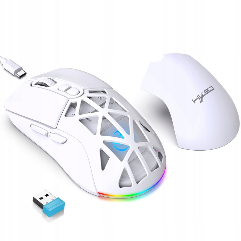 RGB 2.4GHz BT5.1 4800DPI 7D WIRELESS GAMING MOUSE Color white
