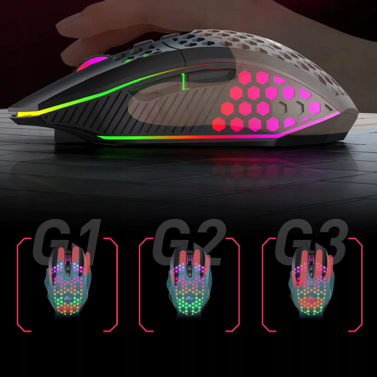 RGB Gaming Mouse Wireless 2.4GHz 1600DPI 8 Buttons USB Packaging status original