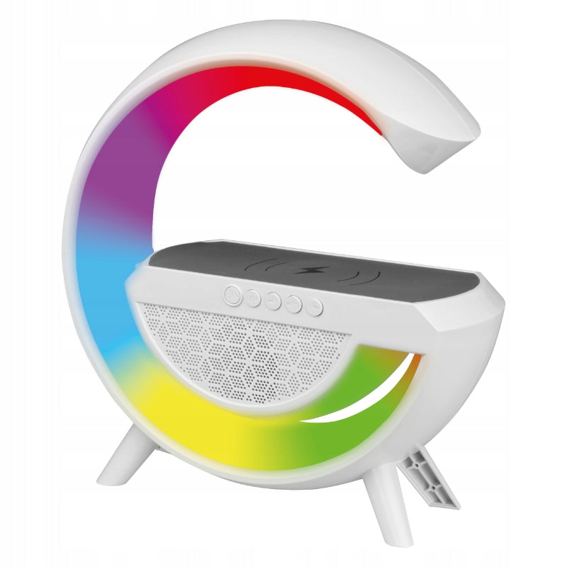 RGB LED Desk Lamp Bluetooth Speaker with Charger Induction White