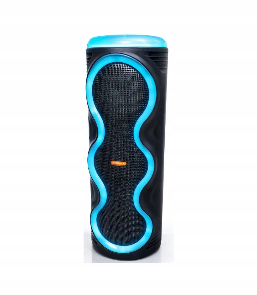 RGB Party Speaker with Wheels, Wireless Microphone, Bluetooth